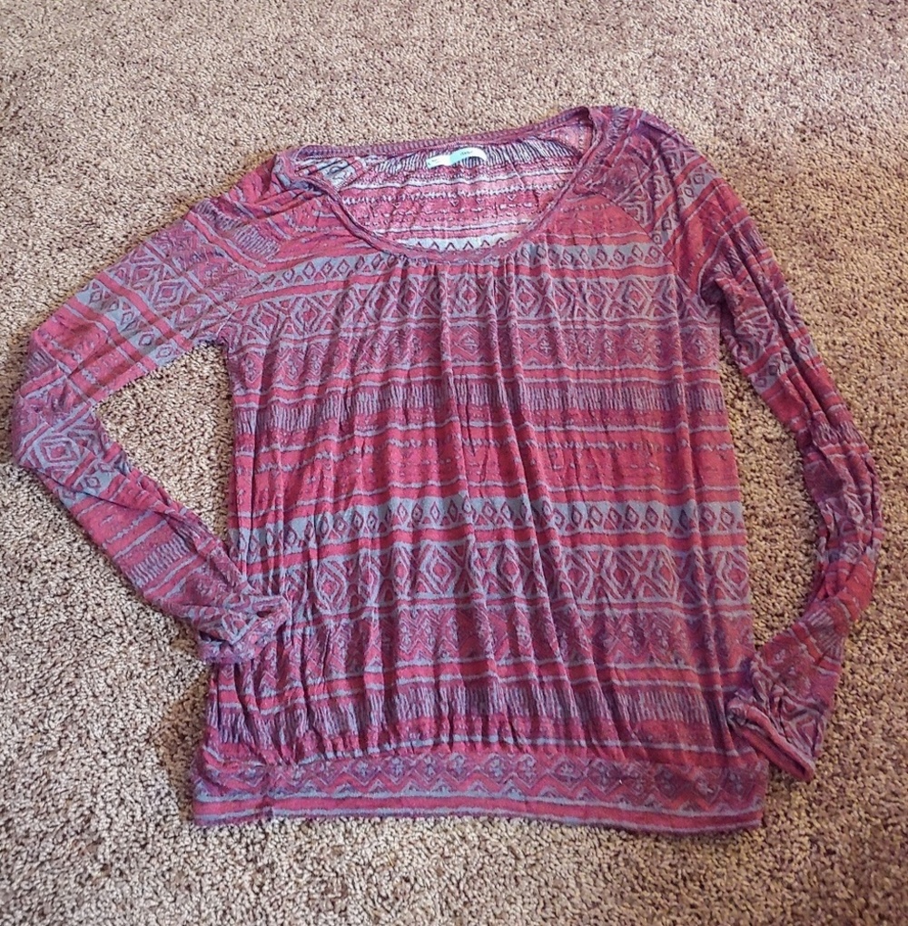 Maurices burgundy long sleeve designed shirt